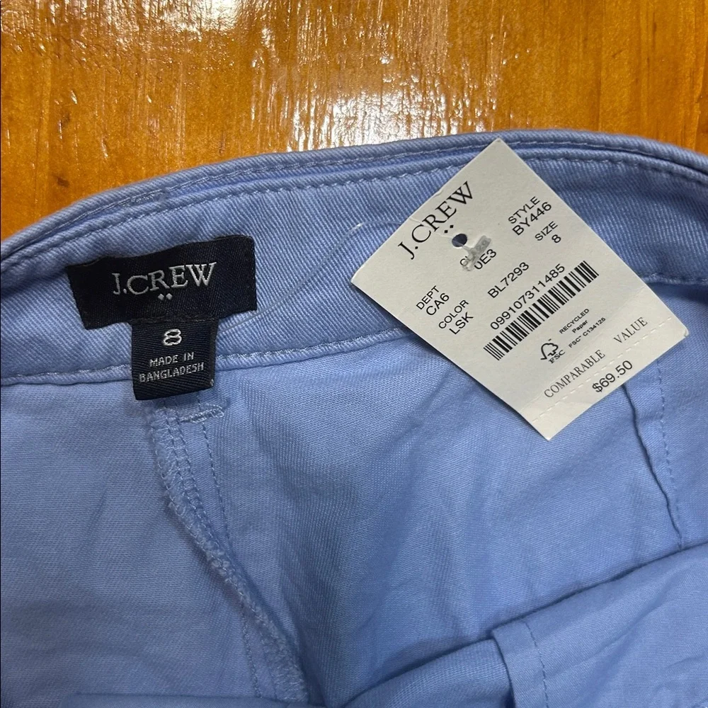 J.Crew Light Blue Cotton Chino Pleated Shorts Preppy High Waist Size 8 New - Picture 7 of 7